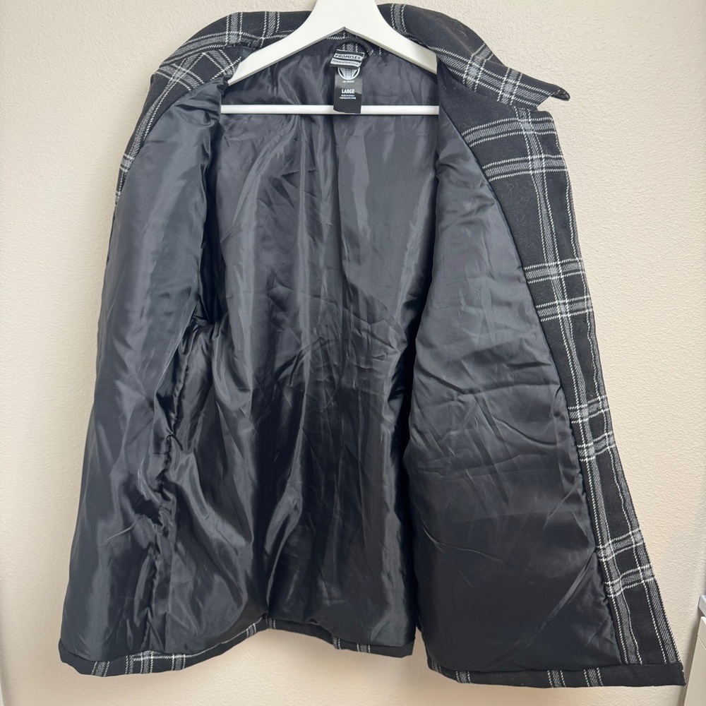 Broken Promises Warrior Black & Grey Plaid Flannel Jacket Size XL Unisex - Picture 6 of 14
